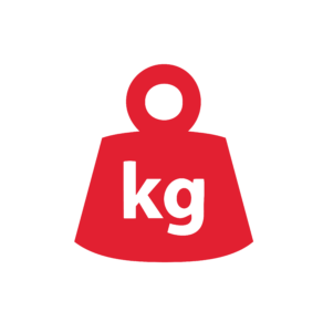 Gewichts Piktogramm in roter und weißer farbe